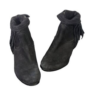 Sam Edelman Louie Fringe-Trimmed Ankle‎ Boots Size 8M